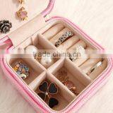 Small Pink Faux Leather Travel Jewelry Box Organizer Display Storage Case thumbnail-4