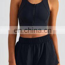Fitness Front Zipper Racer Back Sports Yoga Bra Women Workout Shockproof Running Gym Wear Outdoor Training Crop Top Custom Logo thumbnail-3