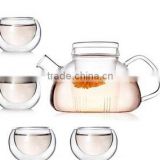 Borosilicate Double Wall Glass tea pot/double wall water glass/tea pot