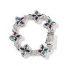 Colorful Flower Zircon Bracelet Multi-Color Crystal Bracelet Floral Inifinity Chain Statement Jewelry For Women Party Gifts thumbnail-1