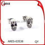 Best Selling Jewelry Stainless Steel Mens Punk Skull Earrings thumbnail-1