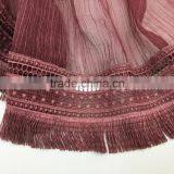High Grade Large Long Solid Plaini Eyelash Lace Brim 100% Real Silk Scarves for Women thumbnail-5