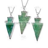 Big stone charm necklace, Custom green stone necklace