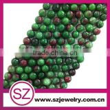 Wholesale 10mm cutting green and red jade loose gemstones beads jewelry