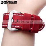 2015 New Style 22|24|26mm 100% Handstitch Black Red Grey Armyeather Watch Strap Wholesale 3pcs thumbnail-3