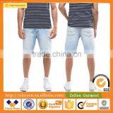 Wholesale Apparel Distressed Stretch Slim Bleach Wash Denim Jeans Shorts For Men thumbnail-1