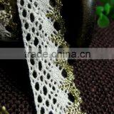 2cm 20mm Crochet Cotton Lace With Golden Yarn for Underwear thumbnail-1