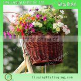 2016 domestic browm color convenient wicker bicycle basket for travel