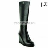 OB45 Ladies Fur Lined Martin Leather Boots Knee High Long Boots Field Boots for Women thumbnail-2