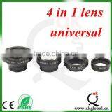 Wholesale High Quality 4 in 1 Lens With Clip as a Set Fisheye+marco+wide+telephoto Lens for Iphone Samsung Nokia HTC