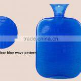 PVC Hot Water Bottle 2L Wave Blue Safe Leakproof Bottle Warmer