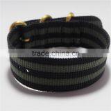 Black Gray Stripe Color PVD Gold 24mm Zulu Watch Strap thumbnail-5