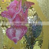 LJ JY-JH-MG02-A Pink Rose Floral Mosaic Mural Glass Mosaic Bedroom Wall Tile