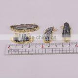 Natural Slice Agate Druzy Pendant, With Double Bails Gold Plated Edged Geode Quartz Gem Stone Pendant thumbnail-3