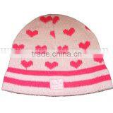 100 Acrylic Knitted Hat With Flower Pattern