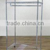 3 Tier Wire Shelving Rolling Cart Garment Rack Single Bar thumbnail-1