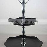 SILVER 2 TIER WEDDING CAKE STAND, FANCY WEDDING CAKE STAND, SILVER & BLACK FRUIT STAND
