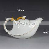 220ml White Porcelain Flying Tea Pot With Golden Line