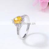 S925 Sterling Silver Premier Jewelry Cubic Zirconia Crystal Orange Gemstone Heart Diamond Wedding Rings Stainless Steel Bands thumbnail-3