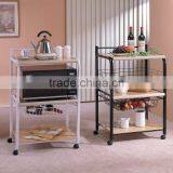 Free Standing Kitchen Microwave Cabinet Rack With Basket Drawer thumbnail-1