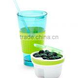 Plastic 2 in 1 Snack & Drink Cup,Travel Cup Snack Drink in One Container thumbnail-5