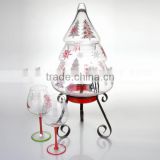 FDA, holiday theme artificial christmas tree shaped glass beverage dispenser