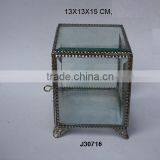 Square Glass Jewellery Boxes With Feat Brass Fittings in Nickel Plating