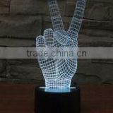 3D illusion cheering hand shape desktop color changing night light