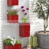 Red Glossy fiberstone-polystone wall planter for garden decoration