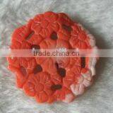 Wholesale 30mm Round Orange & White Flower Carved Natural Coral Pendant thumbnail-1