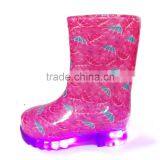 Knee High Printed Hotsale LED Light Outsole Pass REACH or California Prop 65 Testing Kids PVC Rain Boots Wellies Gumboots thumbnail-5