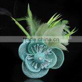 Feather Flower Fabric Hair Clip/ Brooches,Supply Multi Color Exporting Feather Fabric Flower Corsage Brooch 5 Colors Available thumbnail-4