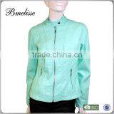 2014-2015 Wholesale Genuine Leather Jacket Stylish Women's Blue Leather Jacket thumbnail-1