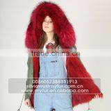 Myfur Fashion Army Green Parka With Fox Fur Lining And Big Size Raccoon Fur Hooded Parka thumbnail-5