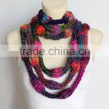 Knit Infinity Scarf - Pink & Purple Knitted Shawl - Infinity Neckwarmer - Handknit Snood - Knit Hood - Winter Thick Scarf - Cowl thumbnail-4