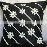 Black Pillow With White Rhinestones,black Decorative Pillow,black Pillow,black Cushion,floor Pillow,black & White Throw thumbnail-4