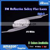 51 Inches White Shining Polyester 3M Reflective Shoelaces For Athletic&Fashion Sneakers - Customized Flat Safety Shoelaces thumbnail-1
