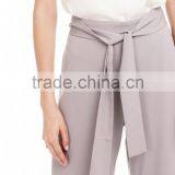 2017 OEM Women Tie Sash High Waist Fully Lined Pants thumbnail-6