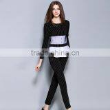 Long Sleeve Clothes Women Stripe Elegance Cotton Ladies 2 Piece Suit for Women thumbnail-2