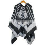2016 New Design Fashion Autumn Winter Acrylic Bohemian Poncho Shawls With Hooded for Women thumbnail-2