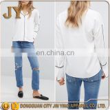 The hot sleep shirts casual design with long bell shape sleeves women blouse and tops