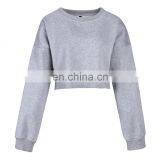 OEM Custom Logo 2020 Under Boob Raw Edge Womens Lantern Long Sleeve Blouse Pullover Crop Top thumbnail-3