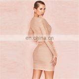 LAITE D2191 Hot Sales Fashion V-neck Bodycon Lace Sexy Dresses Women Pleated High Waist Casual Dresses thumbnail-6