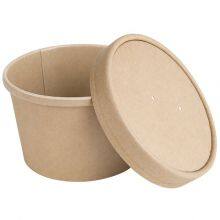 Souper Food Container 8oz Kraft- Kraft Takeaway Soup Pot- Brown Soup Containers With Lids thumbnail-4