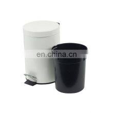 Bathroom Household Round Waste Bin Metal Black Trash Can thumbnail-2