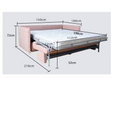 Multifunctional Apartment Sofa Bed Fabric Three-Person Living Room Sofa Art Push-Pull Bed