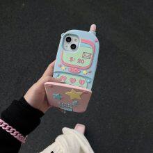 The Three-dimensional PHS Flip Mirror Holder Protects the Shockproof Mobile Accessory Phone 12 13 14 15 Pro Max