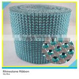 Acrylic Rhinestone Banding Auqamarine Sew on Plastic 24 Rows 10 Yards Roll