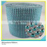 24 Rows Blue Plastic Rhinestone Mesh Trimming Roll thumbnail-2