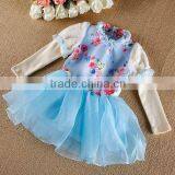 2015 New Korean Kids Sweet Tutu Dress Flower Printed Girls Party Dress